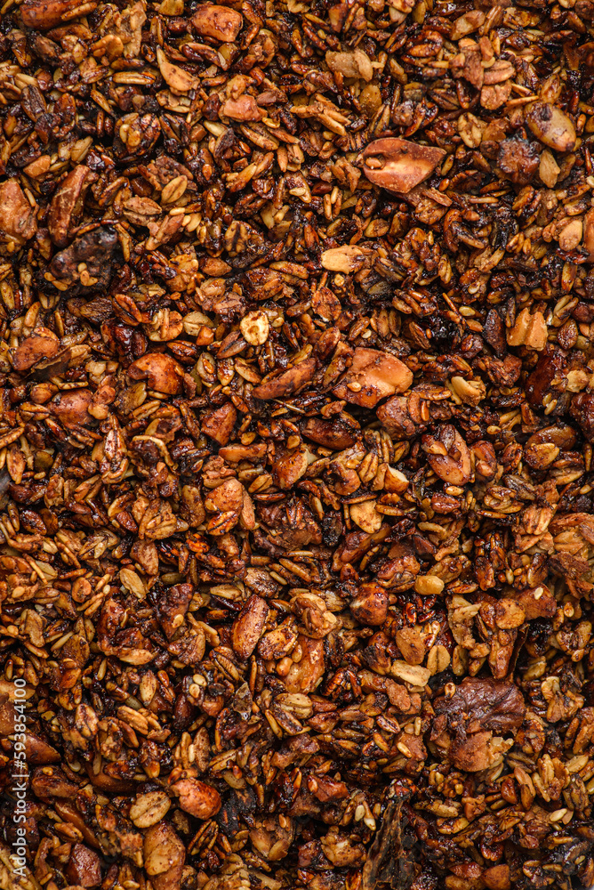 granola baked with nuts and honey