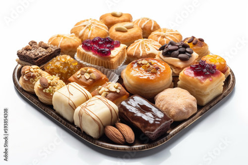 A tray of assorted Middle Eastern desserts