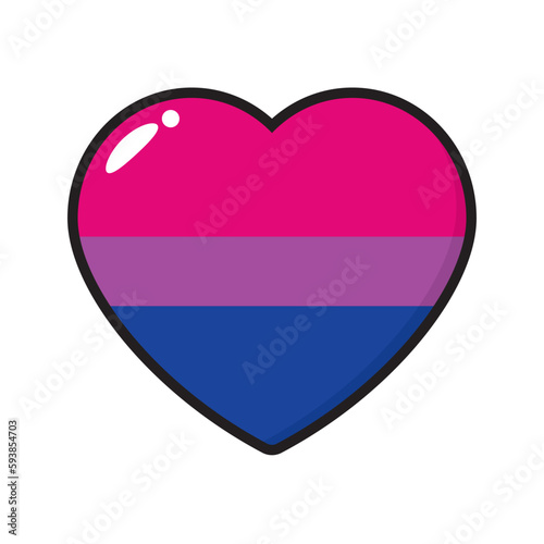 Pink, purple, and blue colored heart icon, as the colors of the bisexual flag. LGBTQI concept. Flat vector illustration.	