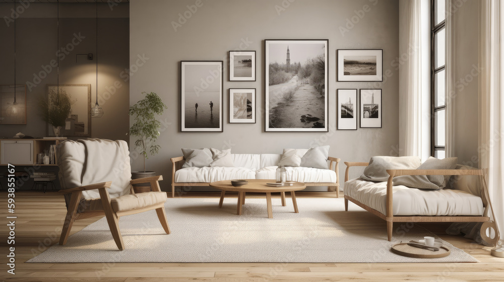 Fototapeta premium Modern interior design, Natural fibers
