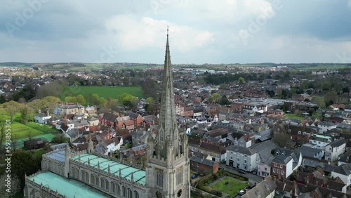 Church Spire Saffron Walden Essex UK drone aerial Footage photo