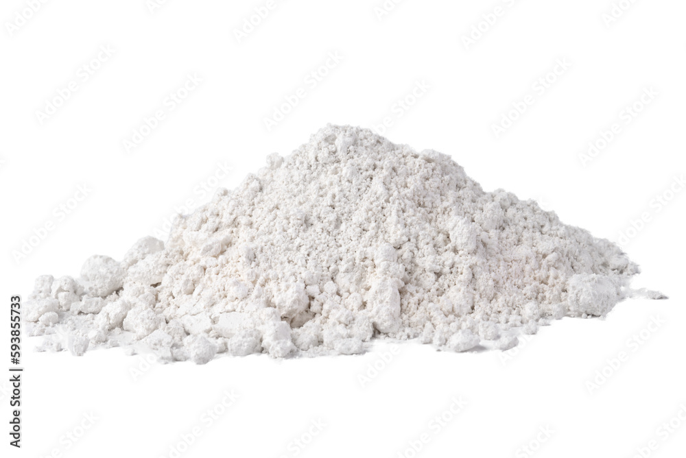 A pile of dry white clay used in cosmetics isolated on transparent background. A pile of dry white clay used in cosmetics isolated on transparent background.