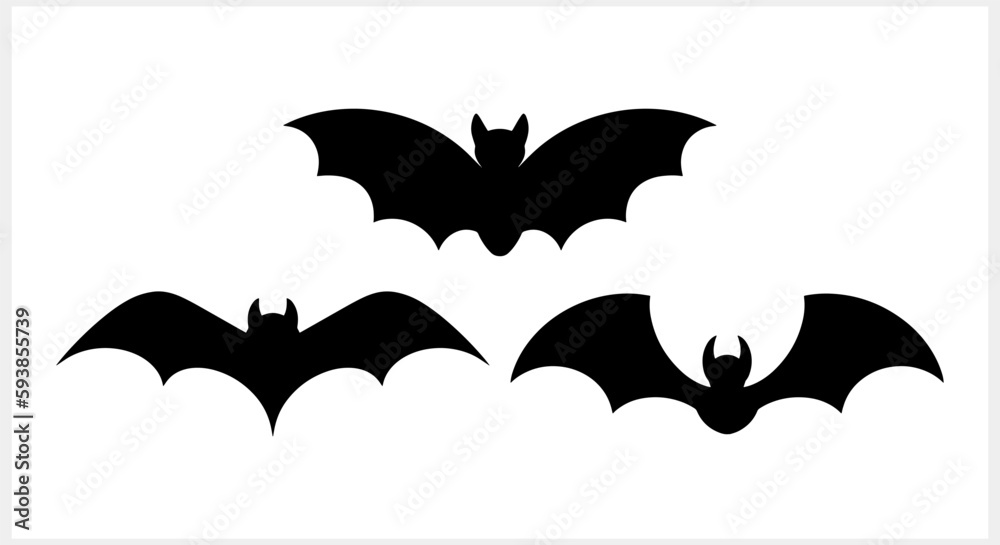 Naklejka premium Set of black bats isolated on white. Vector illustration. EPS 10