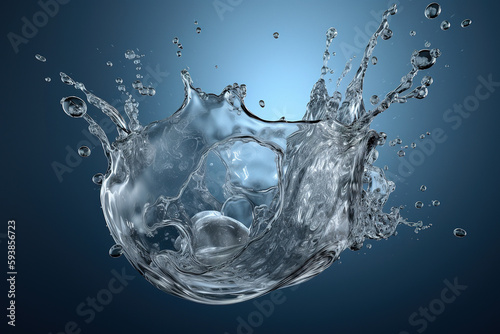 Splash of pure water. Generative art