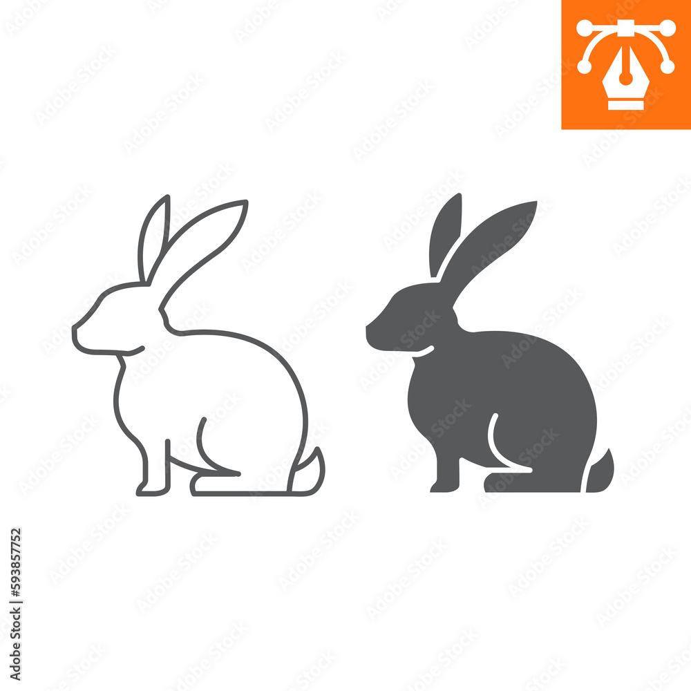 Fototapeta premium Rabbit line and solid icon, outline style icon for web site or mobile app, animals and livestock, bunny vector icon, simple vector illustration, vector graphics with editable strokes.