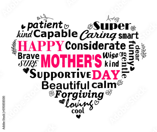 Happy Mothers Day lettering. Cloud for mother's day vector.