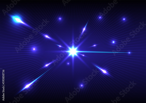 Abstract technology with spreading lines and glowing lights background