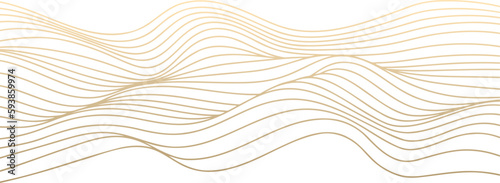 Vector abstract line art wavy flowing dynamic gold isolated on white background in concept luxury, wave, ocean.