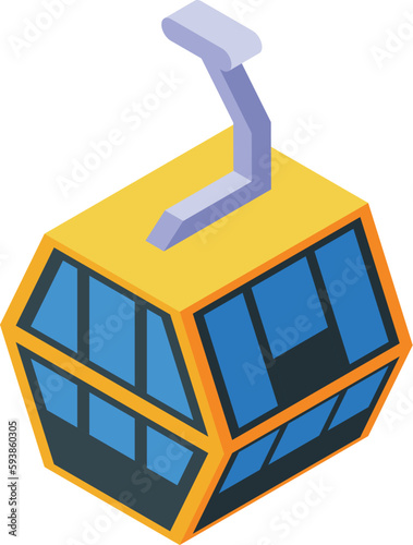Alpine ski lift icon isometric vector. Winter cable. Trip way