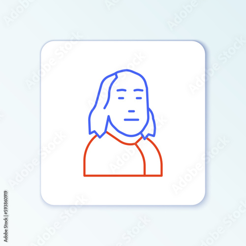 Line Benjamin Franklin icon isolated on white background. Colorful outline concept. Vector