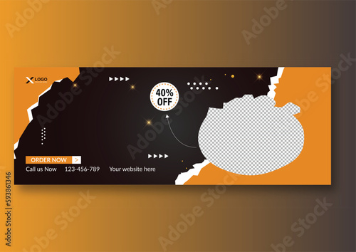 Asian food menu and restaurant facebook cover design template