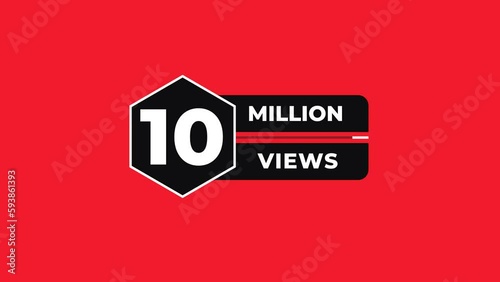 10 Million views counter icon animation. Luma matte with transparent background 4K resolution