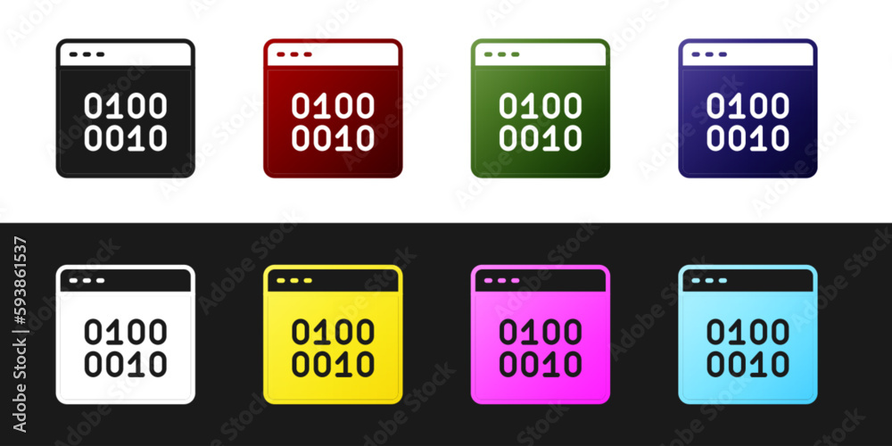 Set Binary code icon isolated on black and white background. Vector Set Binary code icon isolated on black and white background. Vector