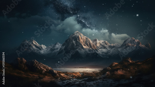 Milky way over the mountains. Stunning photorealisti. Al generated