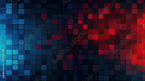 Dark Blue Red pattern in square style Abstact background with Generative AI Technology