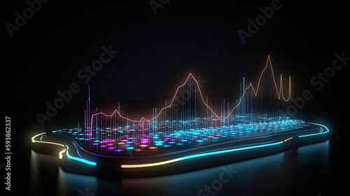 Futuristic volume meter graph music equalizer Composer with Generative AI Technology