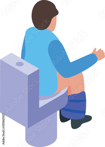 Kid on toilet icon isometric vector. Cute child. Pee training