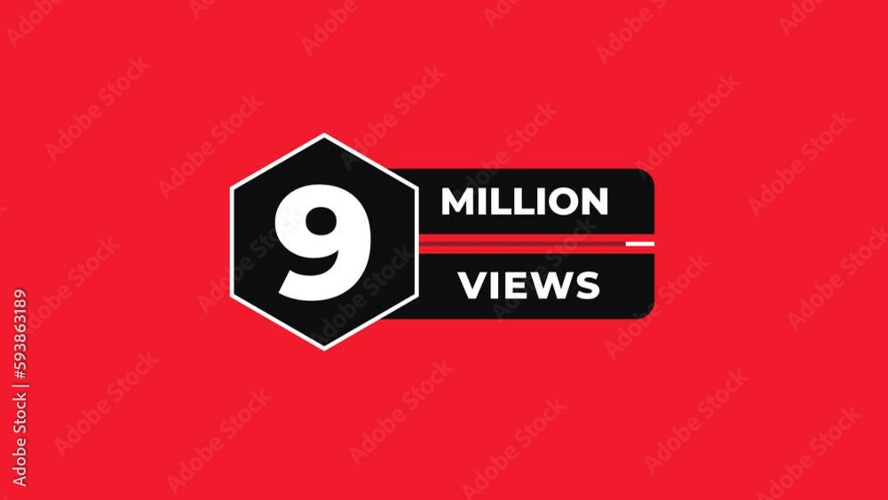 9 Million views counter icon animation. Luma matte with transparent ... - 9K Views 00