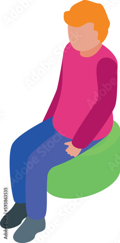 Smiling kid on potty icon isometric vector. Baby toilet. Cute pot