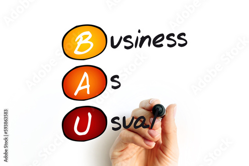 BAU - Business as Usual acronym, business concept background