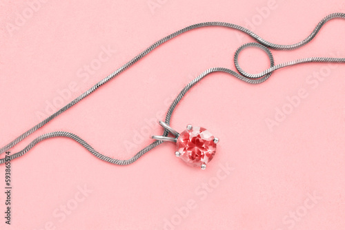 Crystal pendant on pink