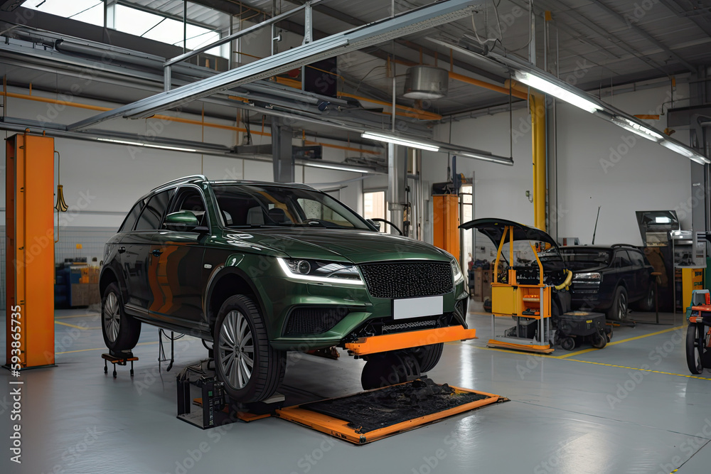 car maintenance service in the background of a car repair shop	