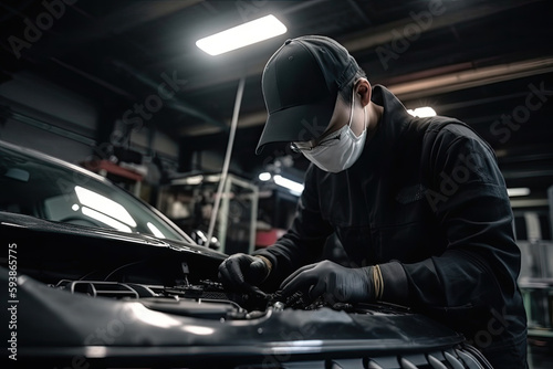 car maintenance service in the background of a car repair shop  © ttonaorh