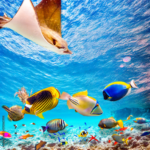 Magnificent underwater world of the tropical ocean.