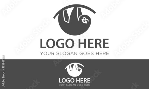 Grey Color Simple Lazy Animal Sloth Logo Design