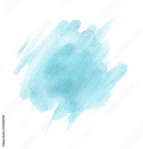 Abstract blue watercolor on white background.The color splashing on the paper.It is a hand drawn.
