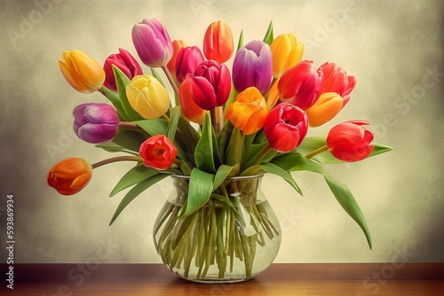 Tulip bouquet. Generate Ai
