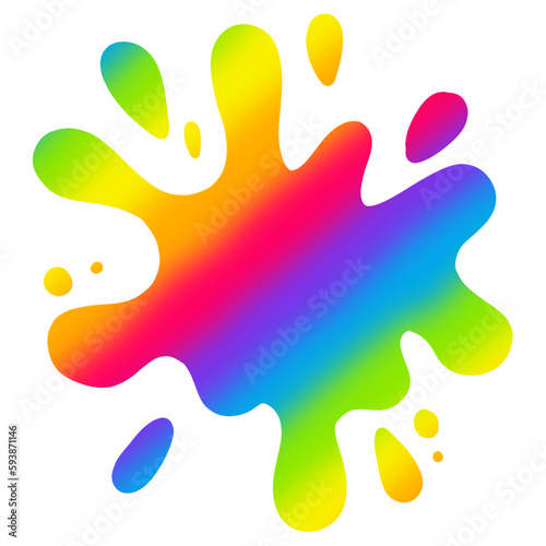 Rainbow Watercolor Splash Paint Stain Background Circle  Bright Color Water Splash