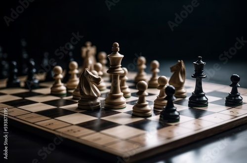 Chess figures on the board. Generate Ai