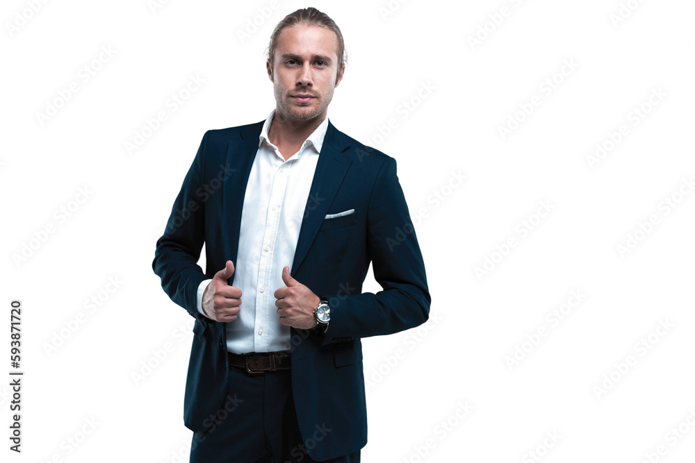 Portrait of handsome man in dark blue suit on transparent Portrait of handsome man in dark blue suit on transparent