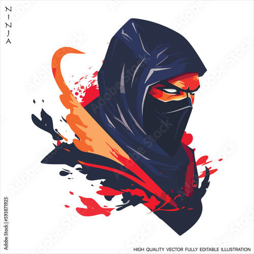Ninja mascot logo vector template, Creative Ninja emblem design concepts. Fully editable Vector illustration.