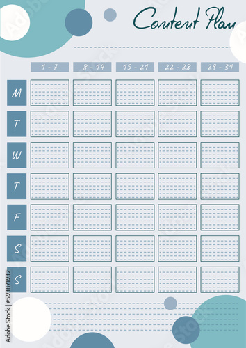 Content Plan A4 Template for print