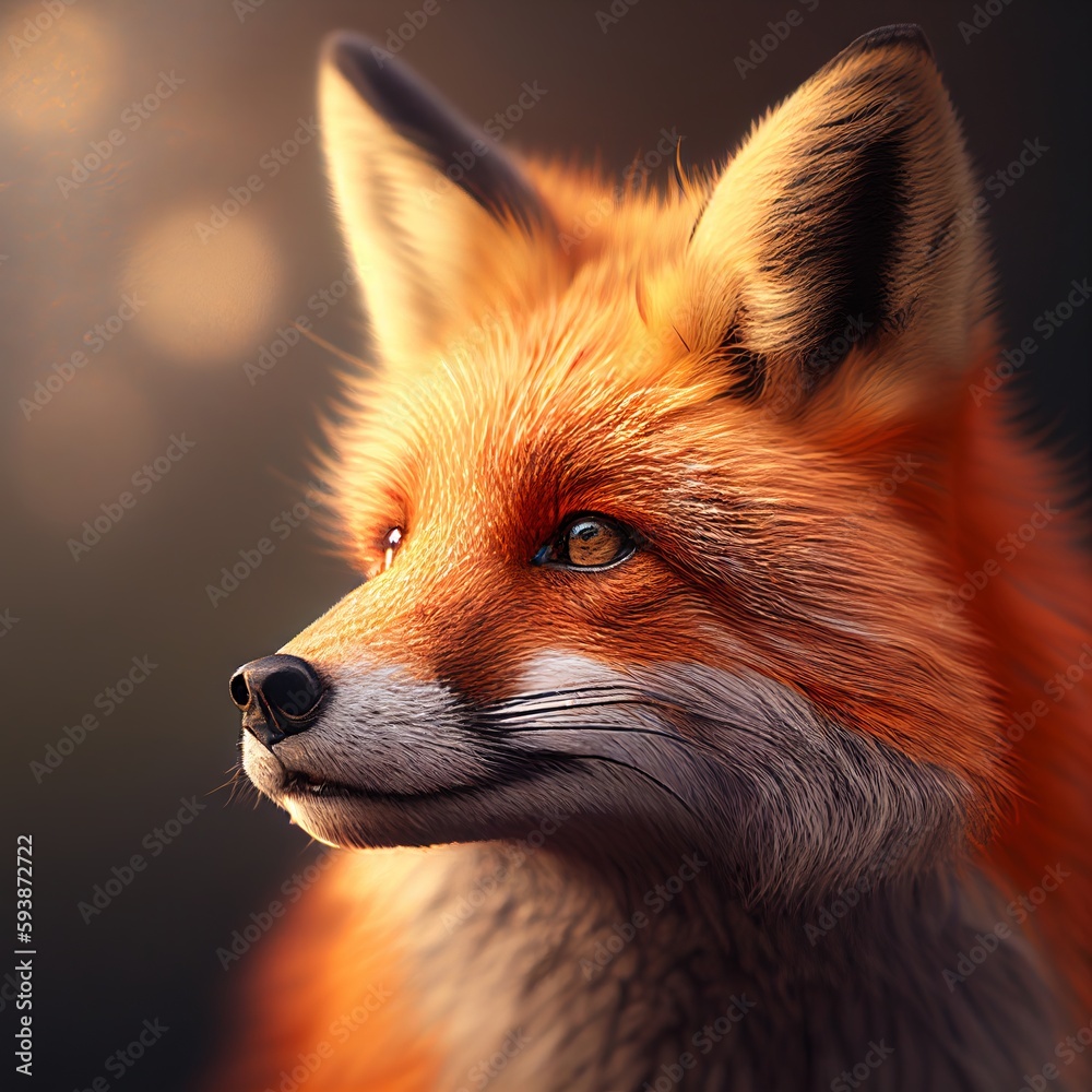 Obraz premium realistic fox portrait Generative AI