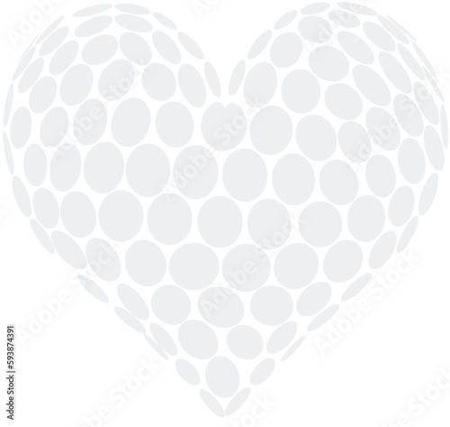A golf ball in a heart shape. Concept for passion or love of the sport.