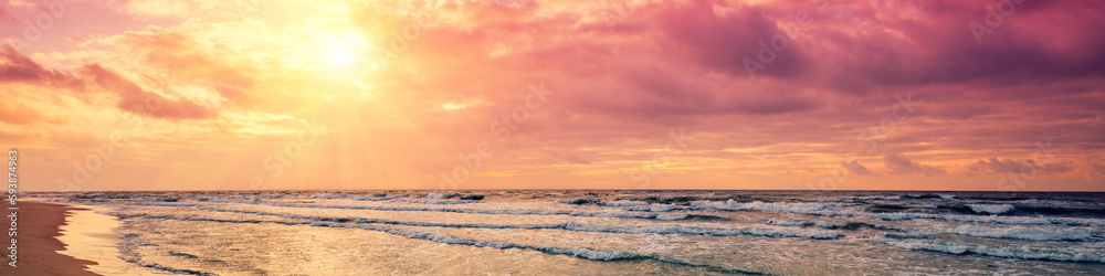 Purple sunrise over sea