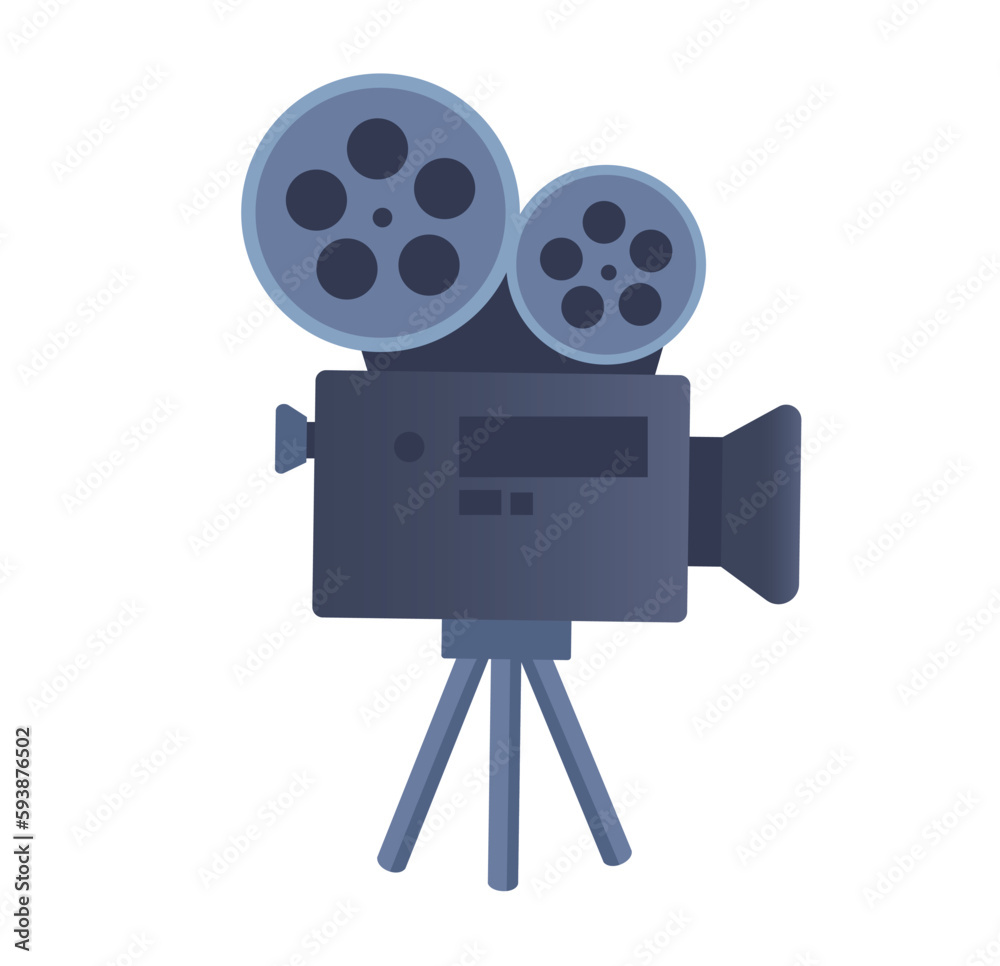 Concept Cinema movie film. This illustration is a flat, vector design of a cinema film camera. Vector illustration.