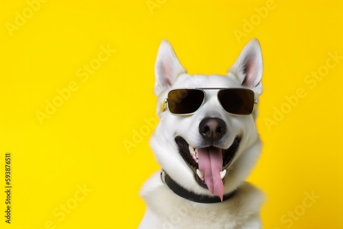 dog purebred cute isolated sunglasses portrait background smile funny pet animal. Generative AI.