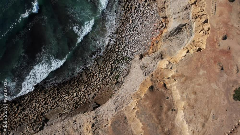 drone view of the atlantic ocean and cliff in carrapateira algarve portugal 