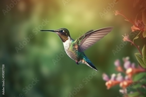 Flying hummingbird. Generate Ai