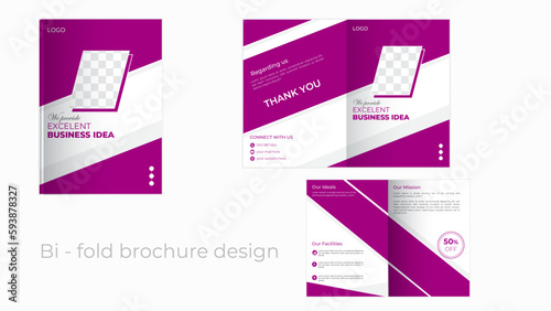 Modern geometric elegant corporate bi - fold brochure vector template,  corporate business booklet brochure design,  annual report template,