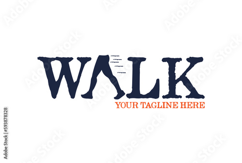 Letter Walk Type Font Text Word for Gym Fit Sport or Health Lifestyle Logo Icon Illustration
