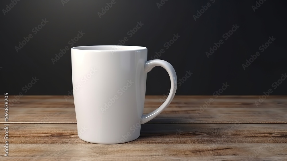 AI Generated. AI Generative. White black template mug cup mock up. Can be used for graphic design or marketing. Graphic Photo Art