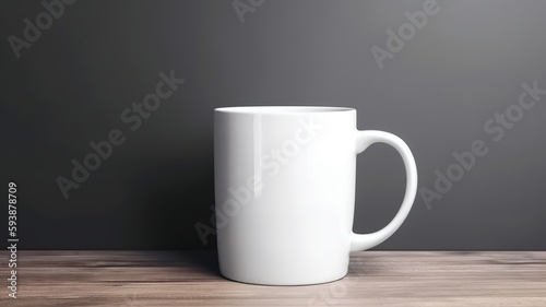 AI Generated. AI Generative. White black template mug cup mock up. Can be used for graphic design or marketing. Graphic Photo Art