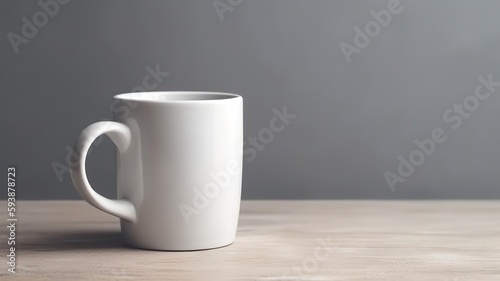 AI Generated. AI Generative. White black template mug cup mock up. Can be used for graphic design or marketing. Graphic Photo Art