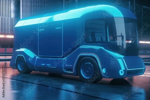 Futuristic modern blue cargo. Generate Ai