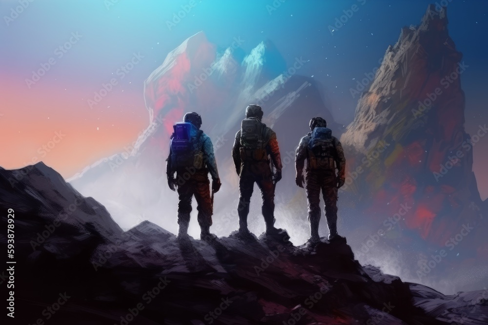 Galactic explorers on planet. Generate Ai Galactic explorers on planet. Generate Ai